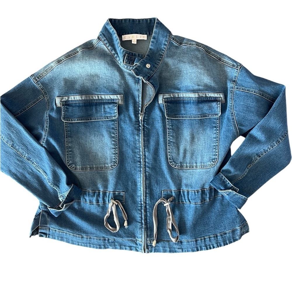 Karlie Denim Pocket Novelty Jacket In Blue Sz S - Picture 3 of 5